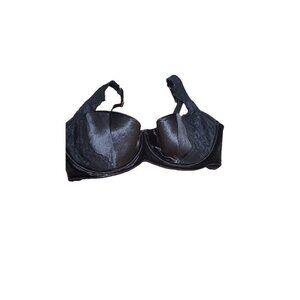 Fox & Royal Bra Womens 44G/H Black Satin Lace Underwire Full‎ Coverage 00212360